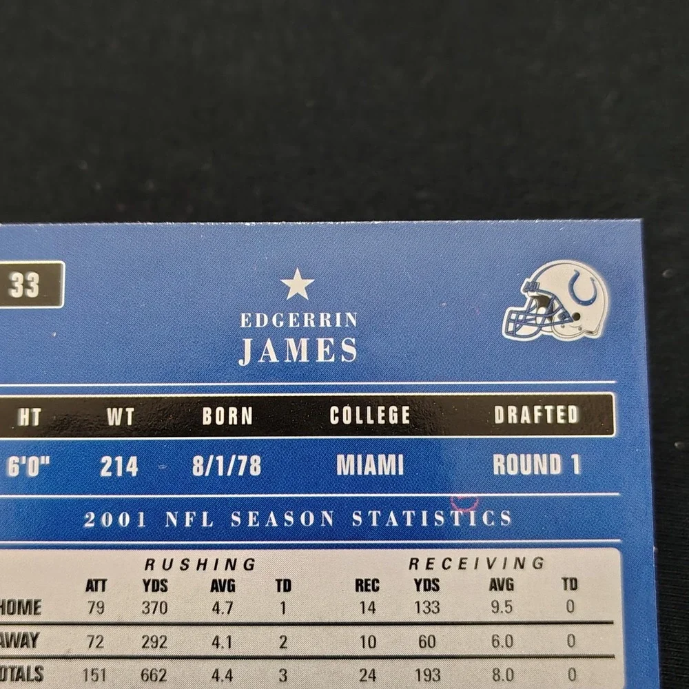 2002 Playoff Contenders Season Ticket #33 Edgerrin James Indianapolis‎ Colts NFL